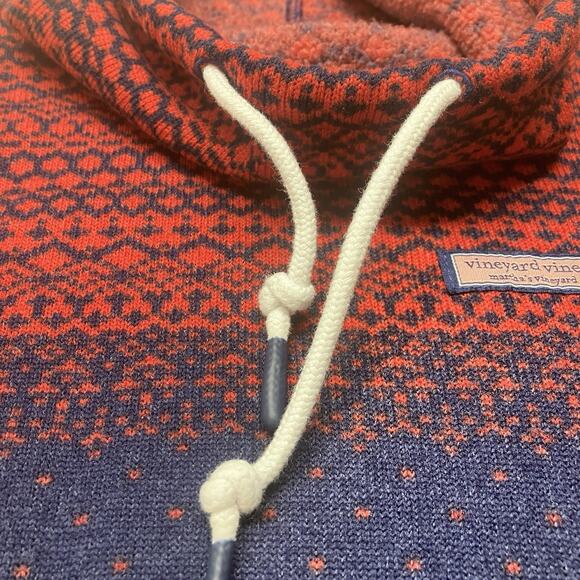 Vineyard Vines Fair Isle Fleece Lined Sweater Blue Red Women’s Size XXS - Picture 5 of 9